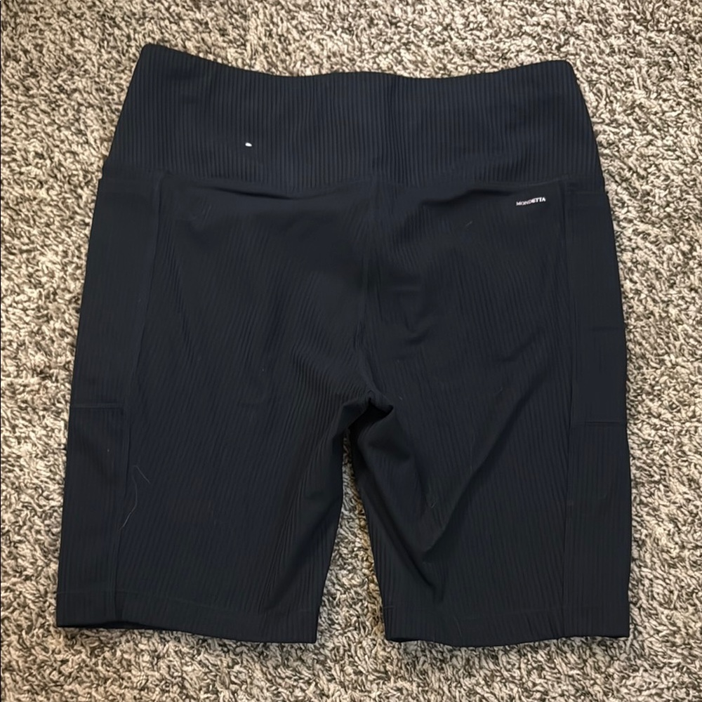 Women's Black High-Waisted ribbed Shorts - Picture 3 of 3